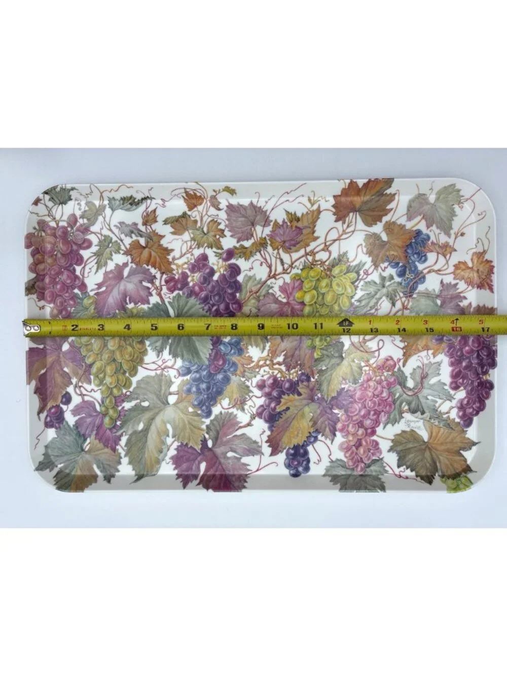 Vtg Louisa Rawle Melamine Serving Tray Grapes Vine RDE Imports Italy 17.5 x11.5